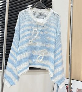 Chandails pour femmes Sleev Mohair Vintage Sweater Femme Hiver 2024 Crewneck Wool Rainbow Stripe Stripe Pullover Design Clothing Hjk