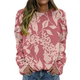 Suéteres de mujeres con manga larga con cuello redondo con cuello floral suéter suéter de manga corta de leopardo para mujeres 2xl