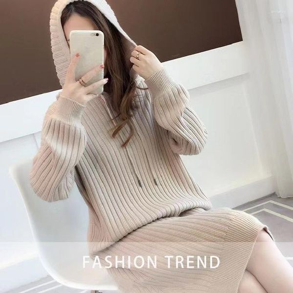 Suéteres de mujer de manga larga primavera Otoño Invierno mujer moda Casual cálido bonito suéter niñas mujer OL ropa con capucha de gran tamaño para