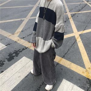 Suéteres de mujer Suéter suelto de cuello redondo de gran tamaño Suéter de punto Vintage Sólido Manga de linterna Y2k Invierno Grueso Casual Streetwear Pullover