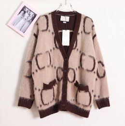 Women's Sweaters Luxury GGity Print Fashion Knit Coat Ladies V-neck Mohair Sweater Cardigan Korean Women Loose Sweater