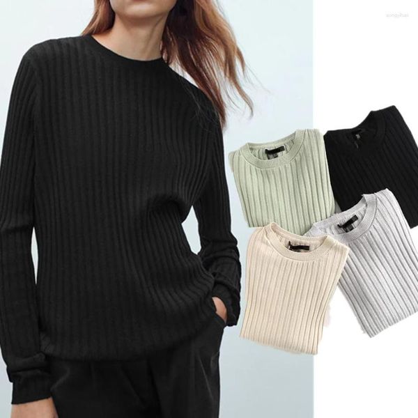 Suéteres de mujer Maxdutti Winter Women Office Lady Solid Pull Femme Rib Oneck England Pullovers Tops Estilo Moda Simple