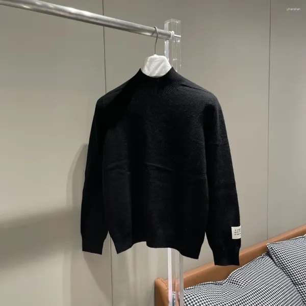Suéteres para mujer mmsix lana de alta calidad mantener prendas de punto cálidas para hombres 2024 llegada suéter de cuello alto de color sólido mujeres