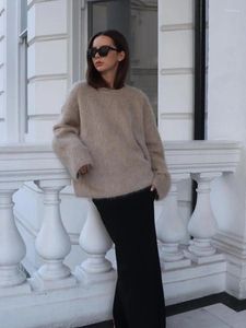 Dames Truien Mohair Oversized Trui Trui Gebreid O-hals Zacht Informeel Winter Herfst Vrouwelijk Elegant Warm All-match Pullover