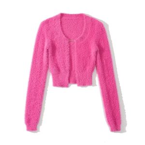 Damestruien Momoluna Dames La maille Neve Manches Longues Fluffy Charm Cardigan met lange mouwen 230727