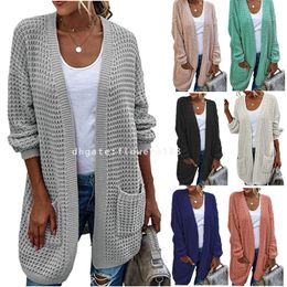 Chandails pour femmes Nouveau européen et américain automne et hiver long cardigan pull en tricot femmes plus taille manteau femmes cardigan designer woman