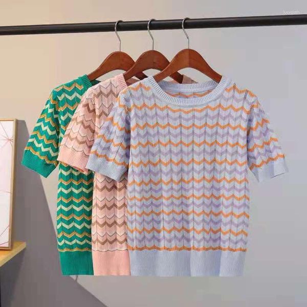 Chandails pour femmes O T-shirt en tricot cou