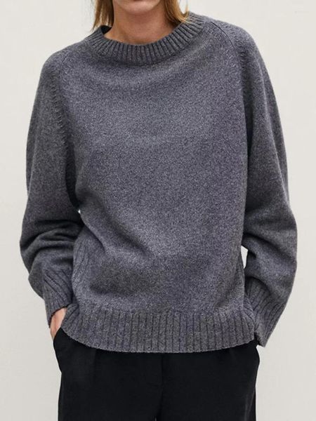 Pull à manches longues et col rond pour femme, haut tricoté en laine, Cape, couleur Pure, automne 2023