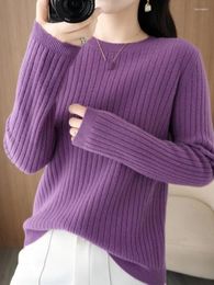 Pulls pour femmes OHRYIYIE femmes pull doux pulls en tricot décontracté mince col rond à manches longues tricoté automne hiver chaud pull basique hauts