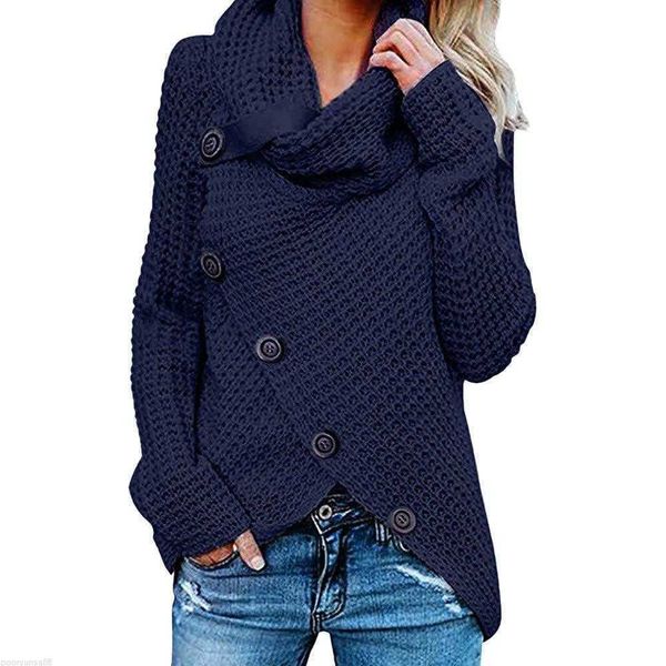 Chandails pour femmes ONCE solide pull à col rond pour femmes à manches longues vêtements chauds boutons d'hiver mode automne chandails élégants Style décontracté