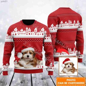 Suéteres para Mujer Perro Mascota Personalizado Impresión 3D Feo Regalo De Fiesta De Navidad Suéter para Parejas Jersey Unisex para Hombre Suéter De Punto Informal De Invierno-1L231107