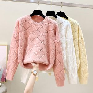 Pulls pour femmes rose jaune doux Style coréen mode pulls pour dames automne hiver 2023 vêtements pull hauts Blouse femme manteaux