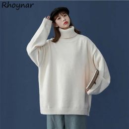 Damessweaters Pull a col roule femmes pulls mode coreenne minimaliste pur a l'interieur des vetements de base tricots etudiants unisexe 231205