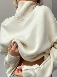 Suéteres de mujer Pull elegante a col de tortue pour femme surdimensionne doux tricote basique ample epais et chaud colección automne hiver 231205