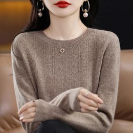 Damessweaters Pull en cachemire a col rond pour femme tricots monochromes pull tout match mode decontractee nouveau automne et hiver 231205
