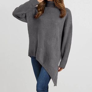 Damestruien Pullover Sweater Asymmetrische splitzoom Dames Herfst Winter Effen kleur Oversized warme trui