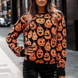 Pulls pour femmes Citrouille Pulls tricotés Femmes Halloween Jumper Pull chaud doux Grunge Gothic Loose Knitwear Automne Hiver Top