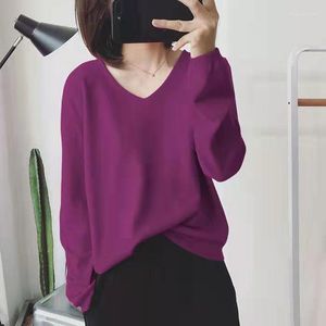 Pulls pour femmes Purple V-Col à manches longues Tops en vrac Slim Femme Pull tricoté Pull Jumper Spring Top Vêtements en tissu pour femmes fille