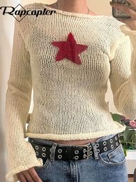 Pulls pour femmes Rapcopter Y2K Star Sweaters Grunge Mignon Slim Slash Cou Jumpers Harajuku Prepply Pulls coréens Streetwear Femmes Esthétique Top 231005