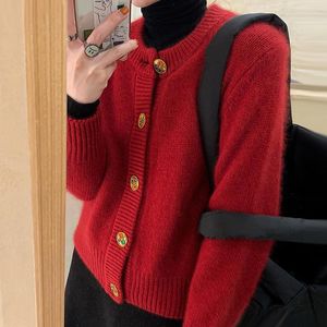 Pulls pour femmes pull rouge style paresseux 2023 automne et hiver cardigan portant un manteau en tricot ample