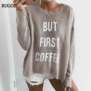 Dames Truien Rugod 2023 Lente Zomer Europese Stijl Hoge Kwaliteit Gebreide Trui Vrouwen Katoenen Trui Brief Print Casual Tops