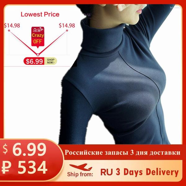 Pulls pour femmes pull russe femme doux Style coréen maigre printemps automne col roulé femmes moulante basique pulls haut à manches longues