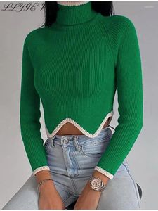 Pulls pour femmes Sexy Turtleneck Femmes Pull lambrissé 2023 Printemps Slim Manches longues Crop Femme Pulls Mode Basic Streetwear Lady