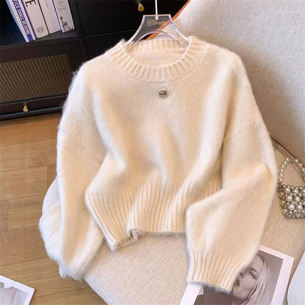 Suéteres de mujer suéter básico simple de piel sintética suave Otoño Invierno prendas de punto jersey coreano Dongdaemun ropa femenina de alta calidad