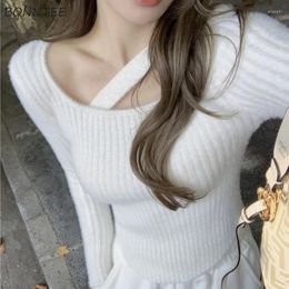 Pulls de femmes sous-jacent mince pliants pour femmes tricoter lointaines élégants doux simples clibés tout-correspondant style coréen design à la mode automne