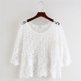 Pulls pour femmes Petit Châle Pull Femmes 2023 Été O Cou Style Avec Jupe À Bretelles Court Lâche Tricot Creux Haut Pour