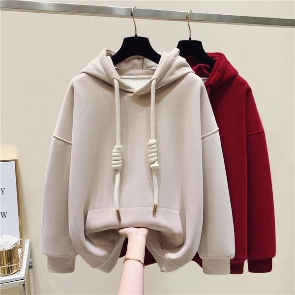 Suéteres de mujer Sudaderas con capucha de color sólido Otoño Invierno Chaquetas con capucha sueltas Abrigo Y2k Harajuku Jersey Cárdigan Casual Sudadera de manga larga