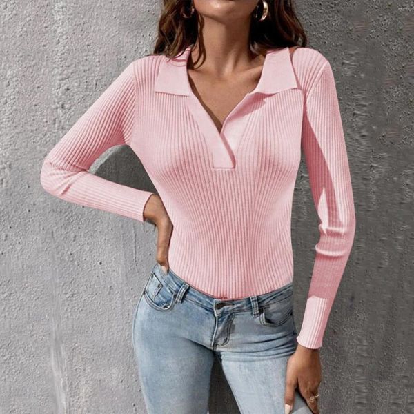 Suéteres de mujer Suéter de punto de color sólido Mujeres Rosa Coreano Manga larga Jersey Tops Mujer Otoño Invierno Cuello alto Prendas de punto de gran tamaño