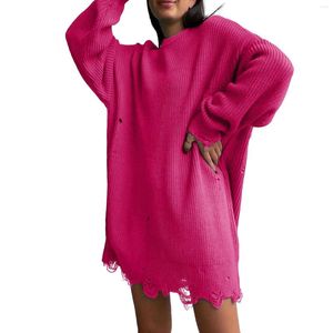 Suéteres para mujer Color sólido Versión suelta de suéter redondo para mujer Jersey Big and Talk Chaleco para hombre ligero
