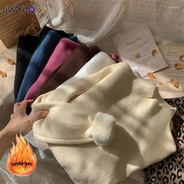 Dames truien vaste kleur coltrui turtleneck trui vrouwen Koreaanse mode dikker fluweel gevoerde warme sueter gebreide pullover winter gebreide kleding