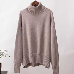 Pull à col haut pour femme, couleur unie, tricot ample, collection automne/hiver, 2x