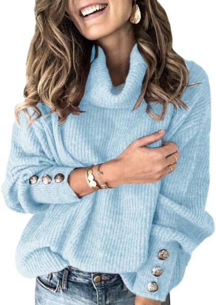 Suéteres de mujer Sovelen Suéteres de cuello alto de gran tamaño para mujer, suéteres gruesos, cuello vuelto, manga larga, suéteres de punto sueltos y holgados de invierno