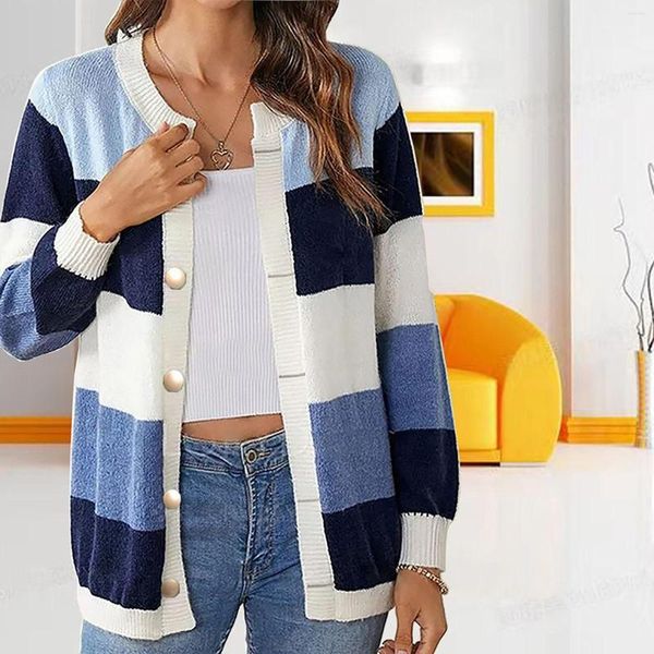 Chandails pour femmes printemps et automne à l'extérieur avec cardigan de couleur féminine pull long pour femmes vestes pour femmes ouvertes devant