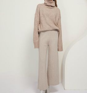 Suéteres de mujer primavera/otoño suave lana de alpaca cuello alto suelto grueso aguja suéter moda inferior camisa de punto cuello alto Batwing Top