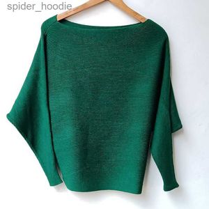 Women's Sweaters Spring Loose Knitted Pullovers Sweater Tops Women Fashion O-Neck Long Sleeve Ladies Knitted Pullover Jumper Bat wing Casual Top L230925