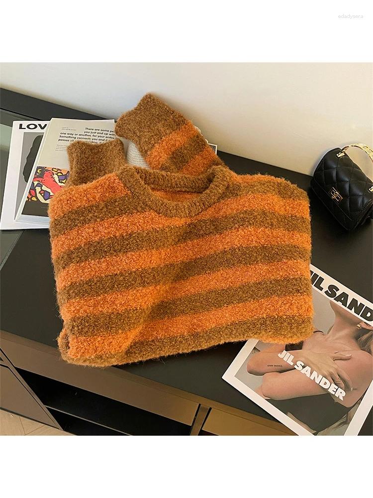 Women's Sweaters Striped Pullover Knitted Sweater Y2k 90s Aesthetic Harajuku Korean Vintage Long Sleeve Jumper Knit 2000s Clothes