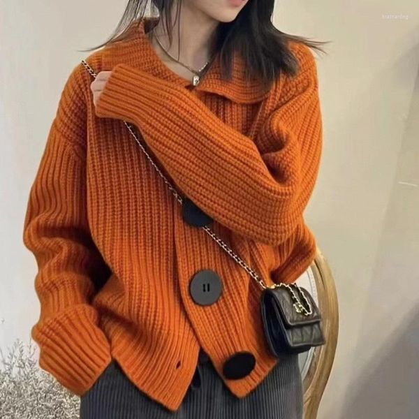 Suéteres de mujer suéter abrigo femenino 2023 verano cárdigan de punto con botones grandes