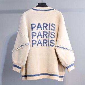 Pulls pour femmes Pull Lâche Mode Long Cardigan Lettre Imprimé Femmes Tricoté Taille Alphabet Manteau