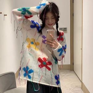 Damessweaters Trui met kwastjes Bloemenmotief Loose Fit Pullover 2024 Koreaanse mode