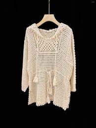 Women's Sweaters Sweatshirt Top Women Female Clothing Blouse Long Sleeve Sweater Handmade Crocheted Cashmere Hooded Casual