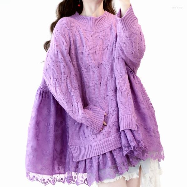 Suéteres de mujer Sweet Mori Girl Bat Manga suelta Princesa Suéter Damas Casual Punto Otoño para mujeres Jersey Hippie Boho Ropa térmica