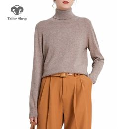 Damessweaters Tailor Sheep 100 Pure Merino Wool Sweater Winter Coltrui Gebreide trui met lange mouwen en schroefdraad Dieptepunt Tops 231026