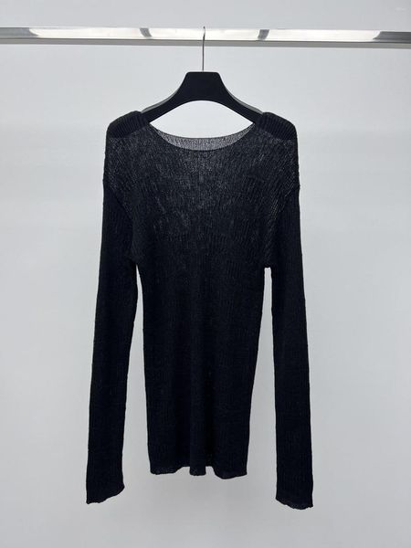 Pulls pour femmes Le printemps et l'été 2023 Ramie Blended Plaid Knitting Coat Of Light Silk Fabrics 0809