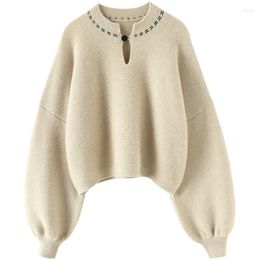 Pulls pour femmes épais Crop hauts tricotés en cachemire hiver chaud pull femmes Designer dernière mode pour 2023 vêtements Indie Folk