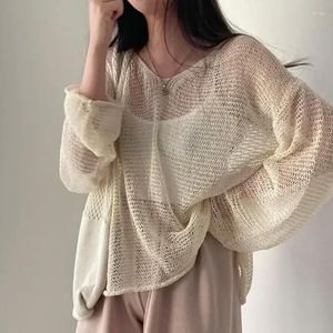 Dames truien dunne mesh trui trui trui jumper Koreaanse mode gebreide tops zomer holle out sexy casual streetwear chic style pull pull