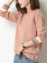 Chandails pour femmes Tigena rose col montant pull pull femmes automne hiver coréen décontracté solide à manches longues tricot pull femme vêtements hauts 230306